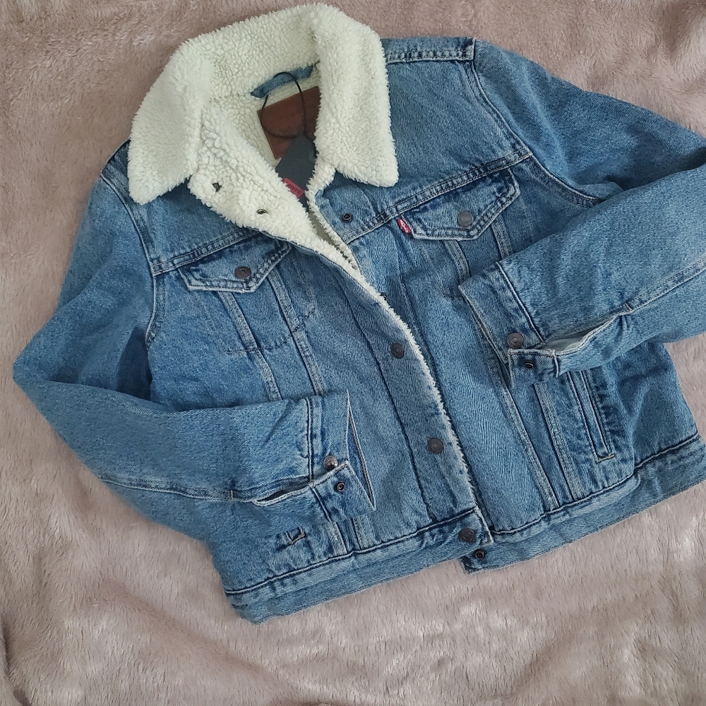 Denim Sherpa-Lined Jacket
